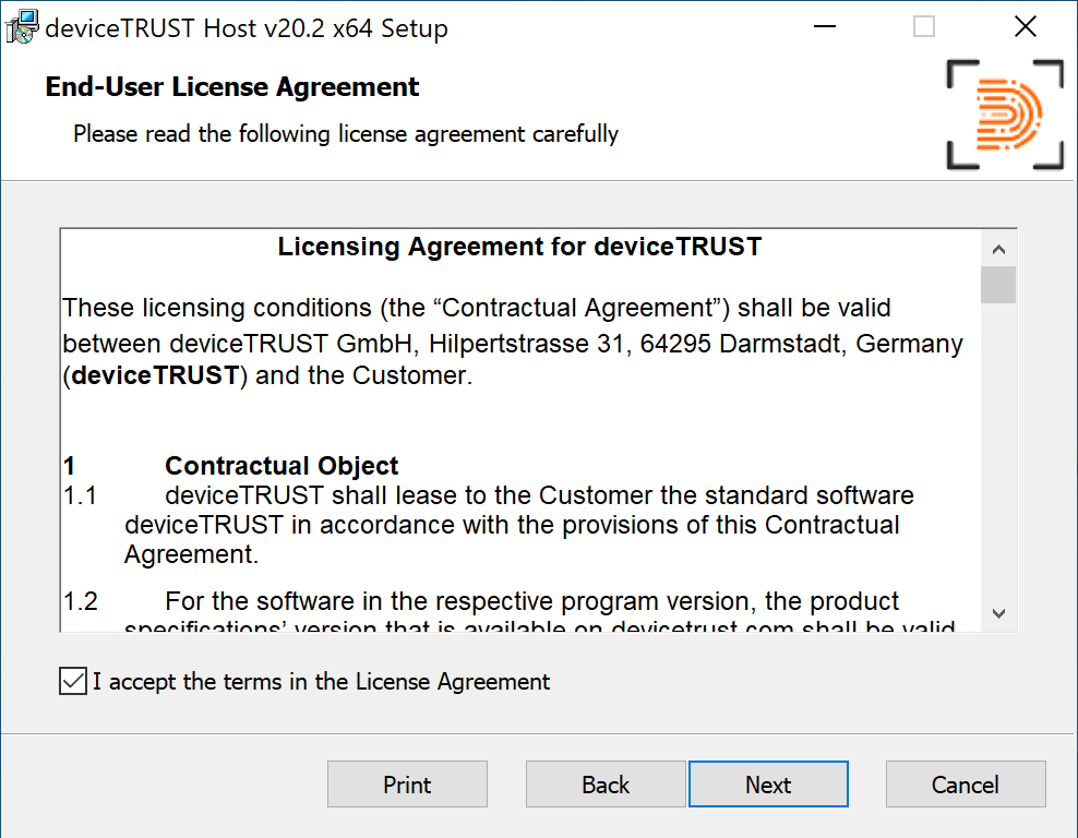 Host Installer - License Agreement