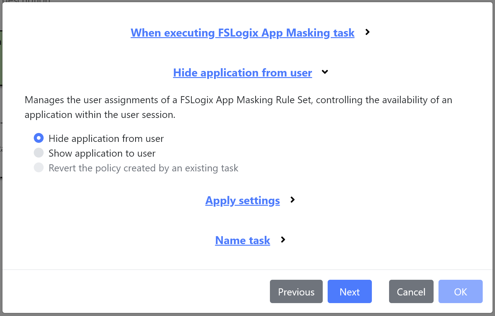 Defining an FSLogix App Masking Task