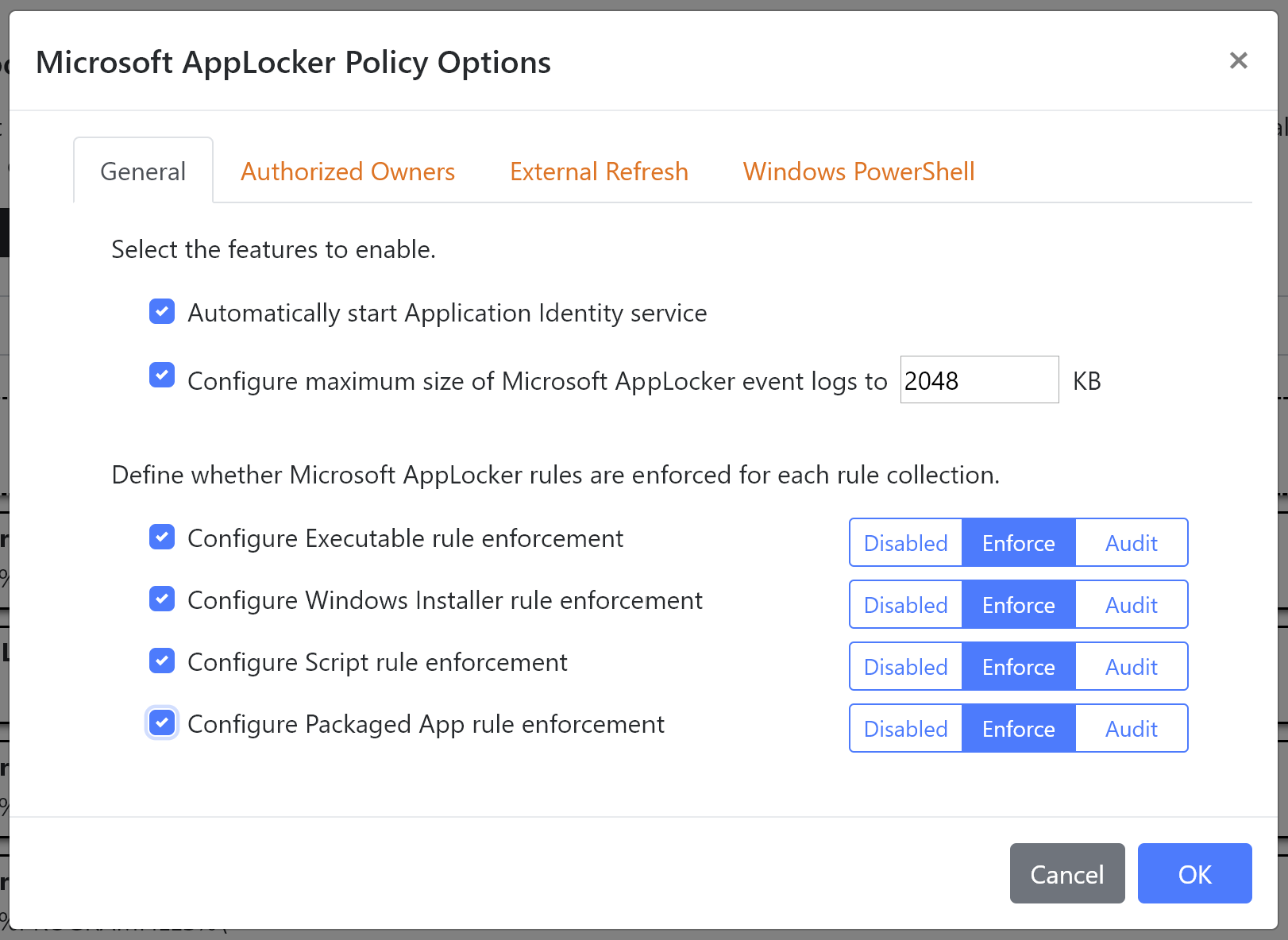 The new Microsoft AppLocker Policy Options