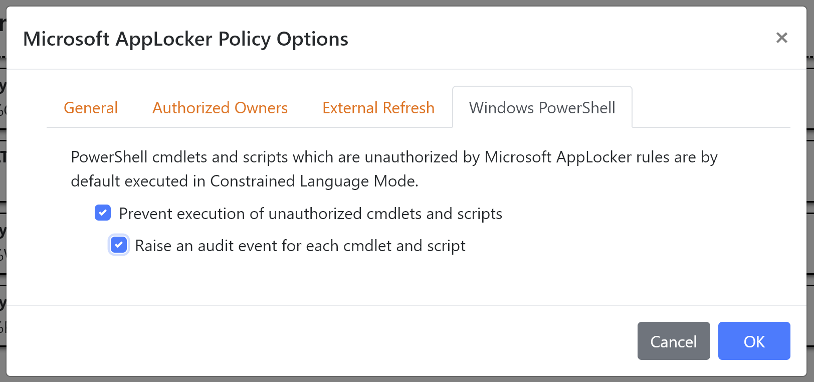 PowerShell Scripts and Cmdlets can now be prevented from executing
