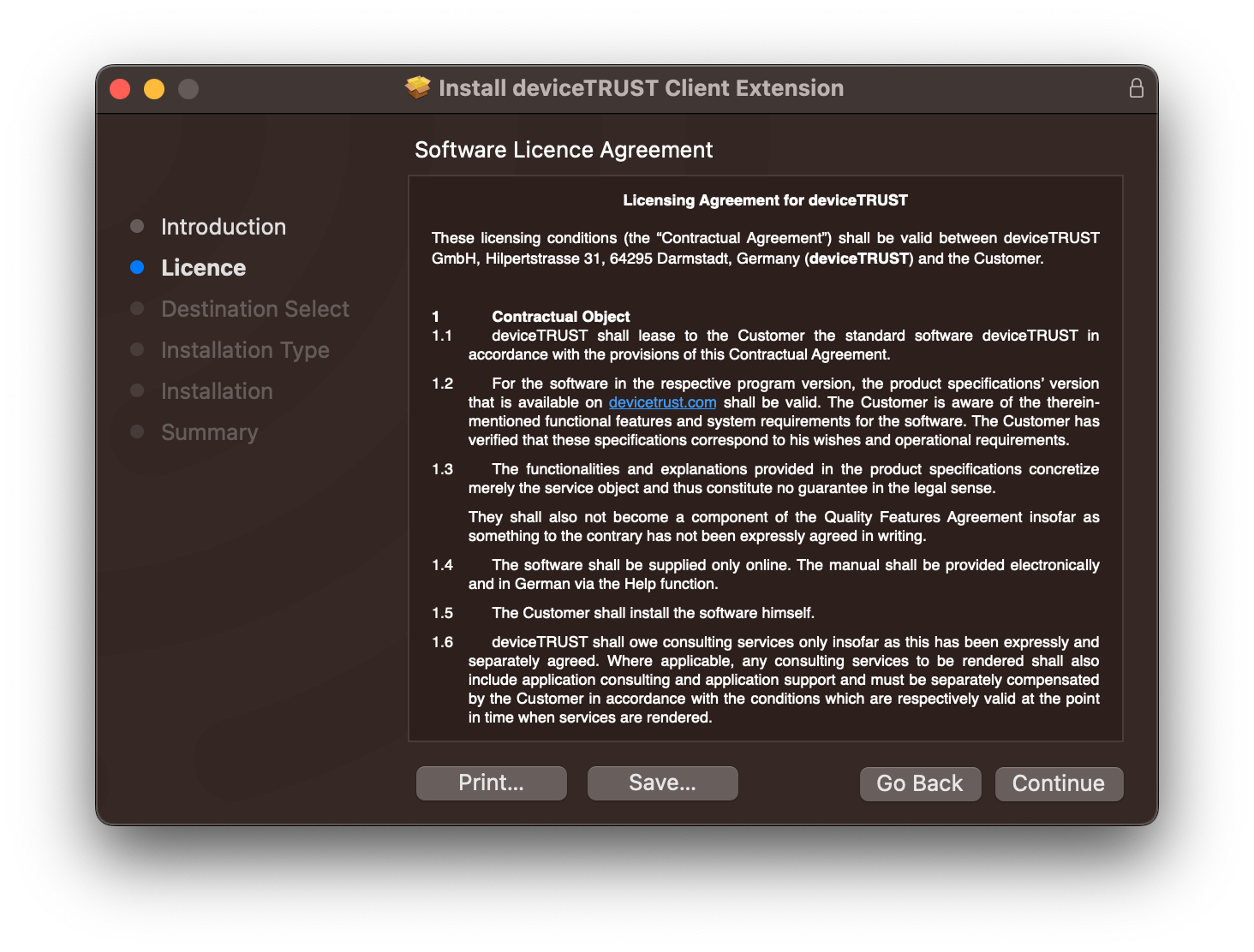 macOS Client Installer - License