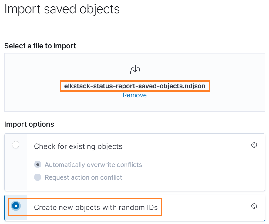 Importing the Saved Objects