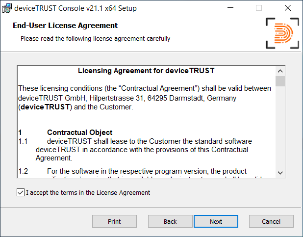 Console Installer - License Agreement