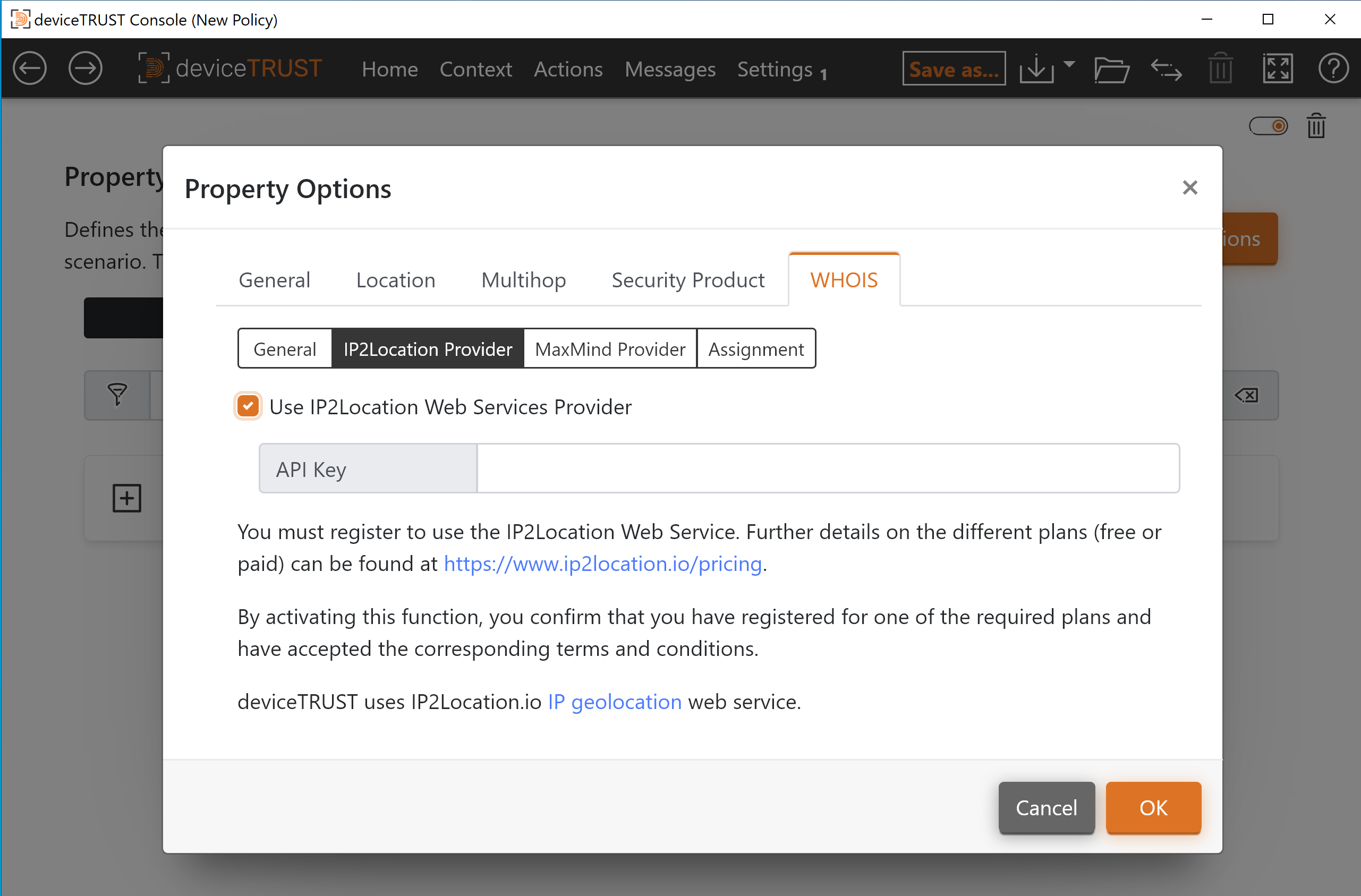 IP2Location Provider Settings