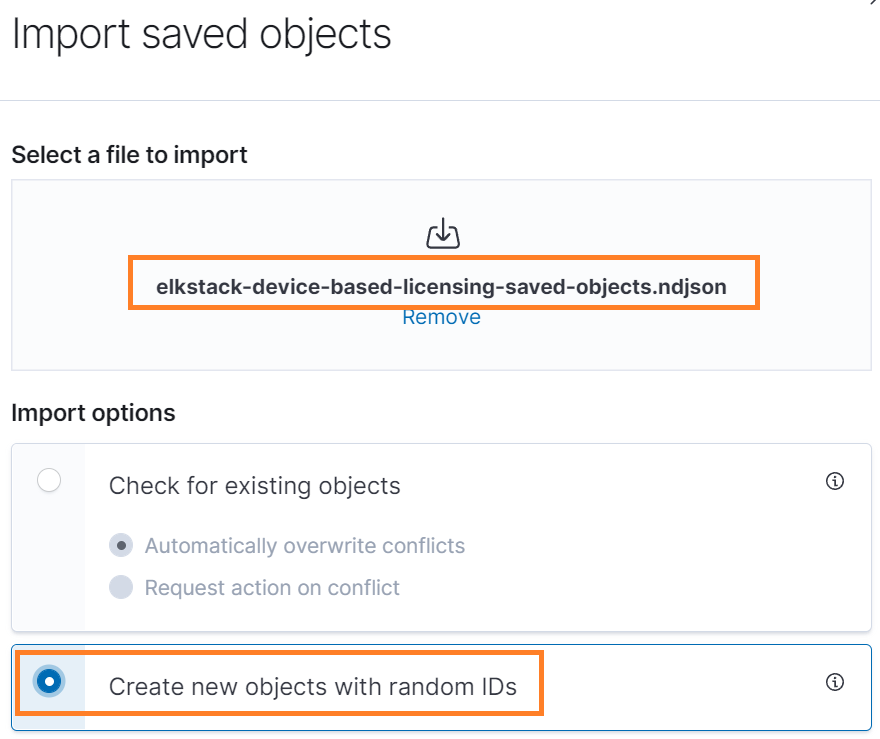 Importing the Saved Objects