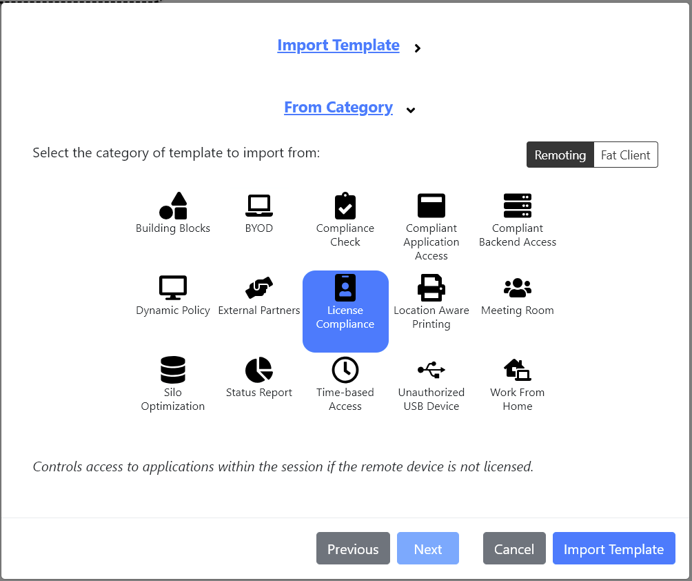 The License Compliance template category