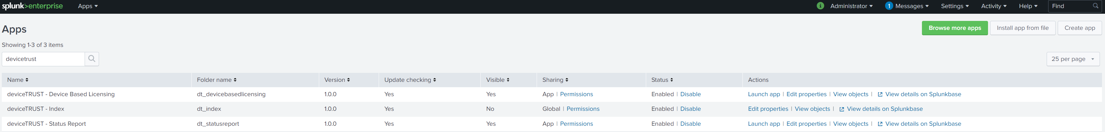 Viewing all apps within your Splunk environment